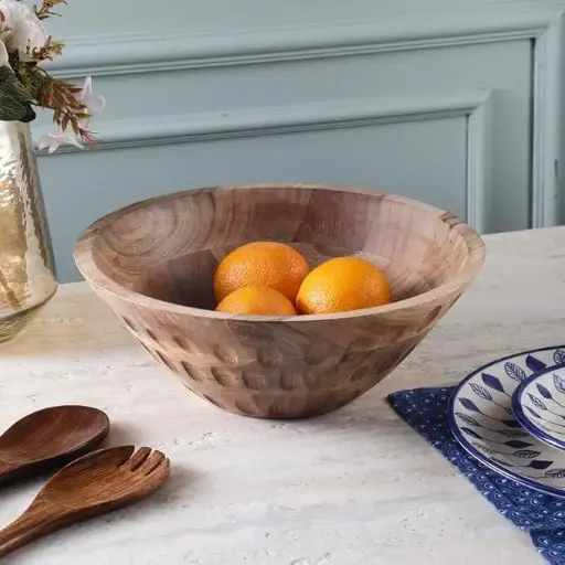 Wood Serving Bowl, Acai Bowl Salad Bowls for Lunch Large Wooden Bowl Single Salad Bowl for Vegetables and Fruits